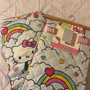 Hello Kitty Rainbow Hearts Quilted Blanket